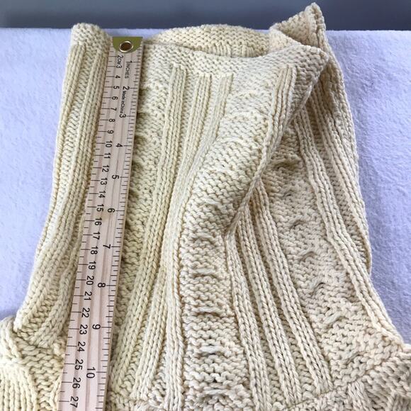 Inis Crafts Irish merino wool butter yellow S cable knit turtleneck knit sweater - Picture 7 of 9